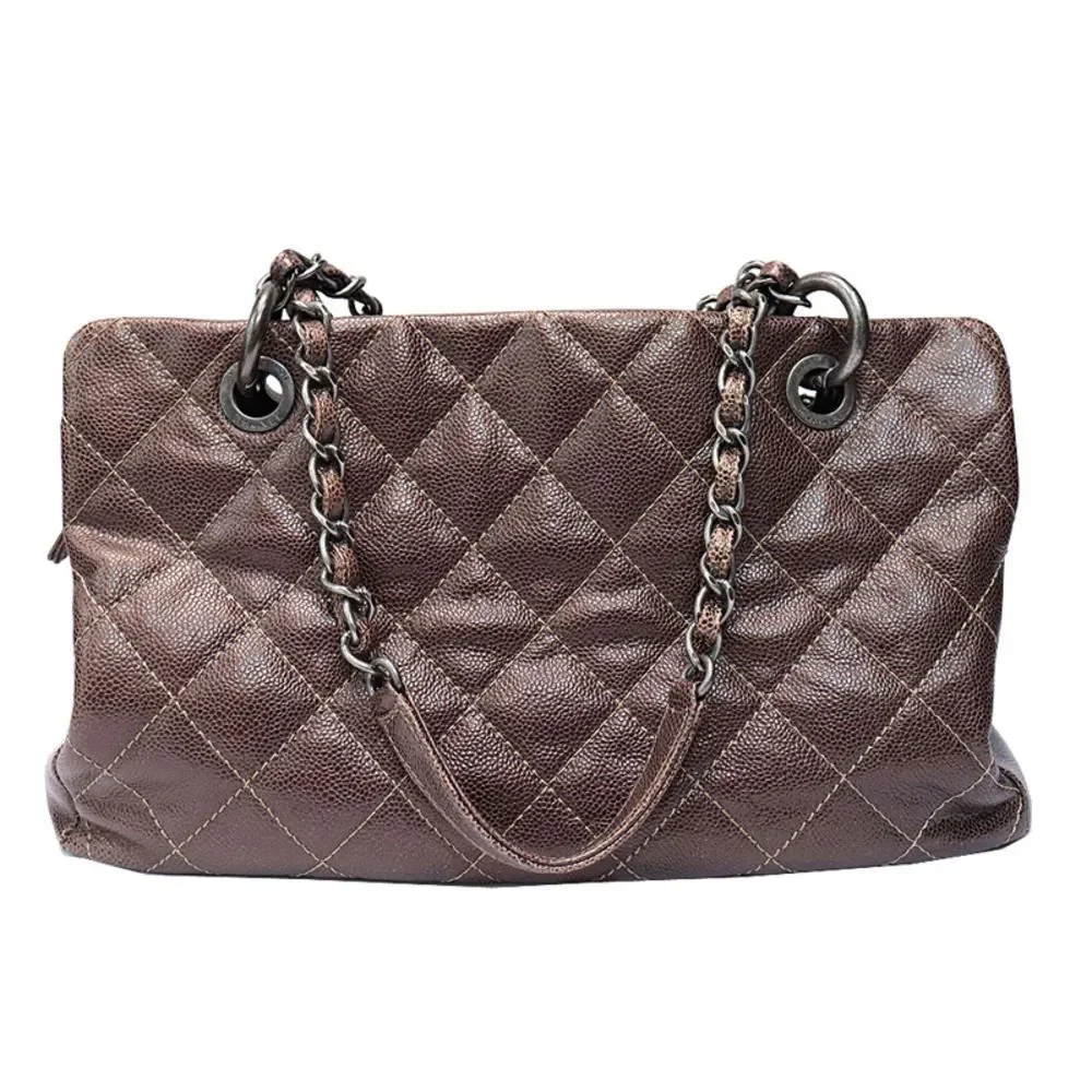 Chanel Caviar Skin Chain Shoulder Bag Brown